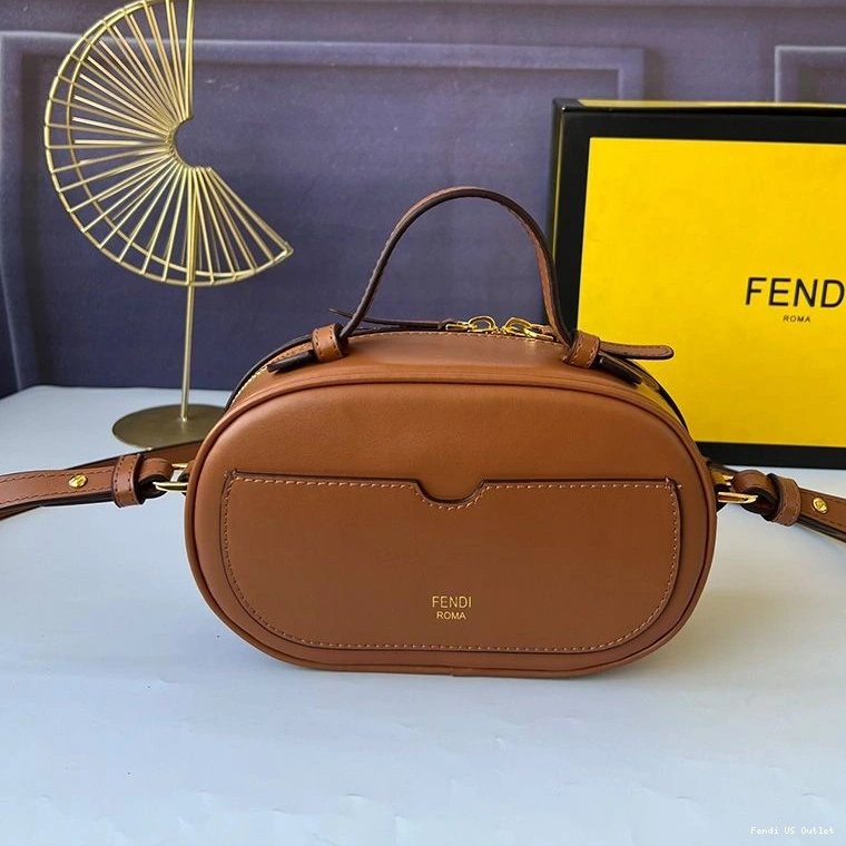Cheap HOT Mini Brown O'Lock Calf Fendi In Camera Leather Case 0717